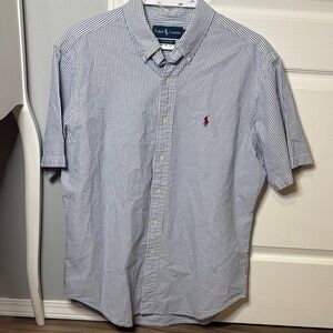 Polo by Ralph Lauren Men's Navy and White Striped Shirt